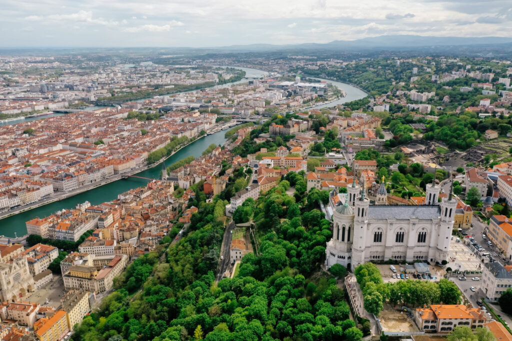 Magnifique paysage d'hiver à Lyon, France