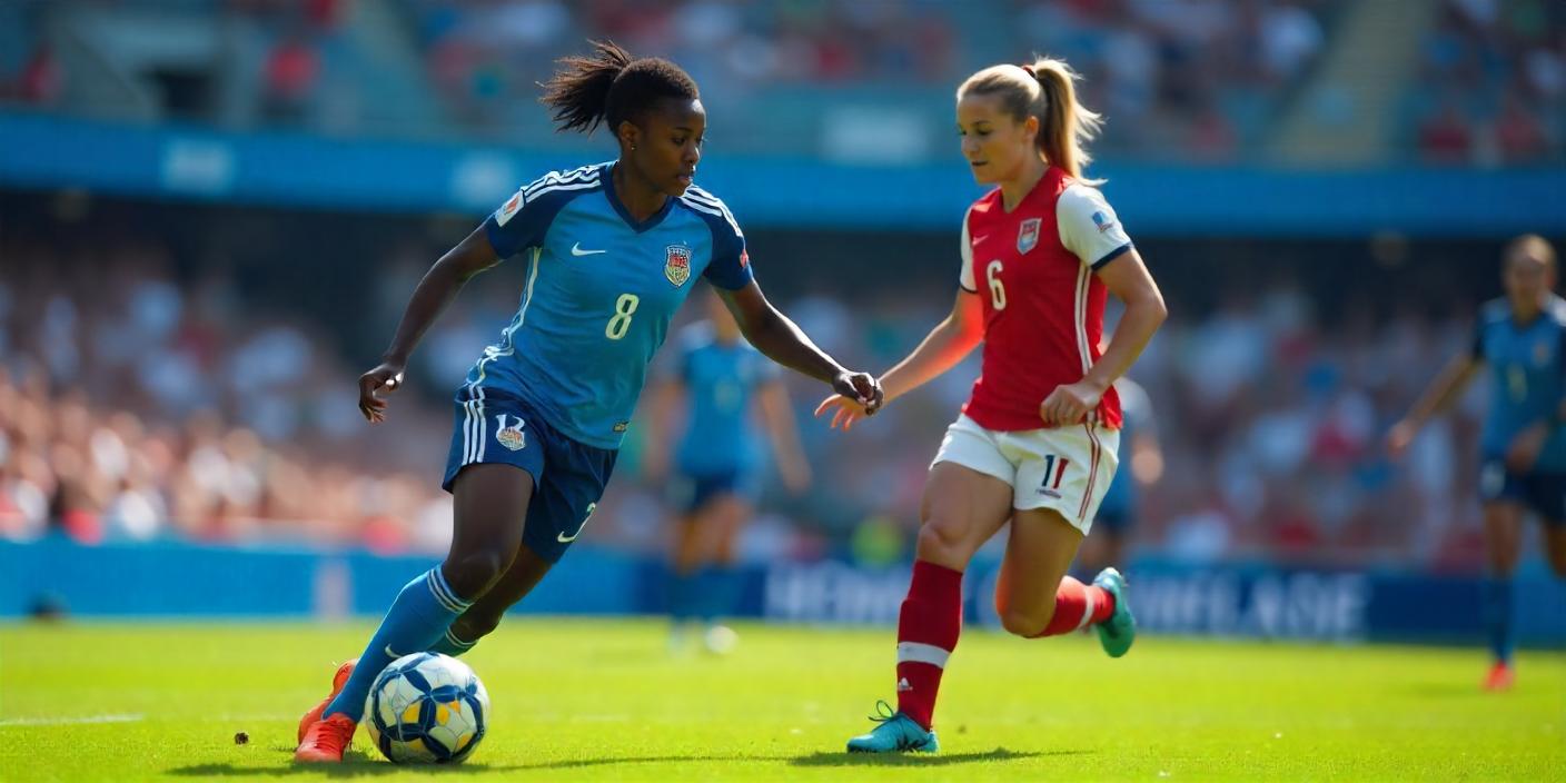 Des joueuses de foot durant un match féminin