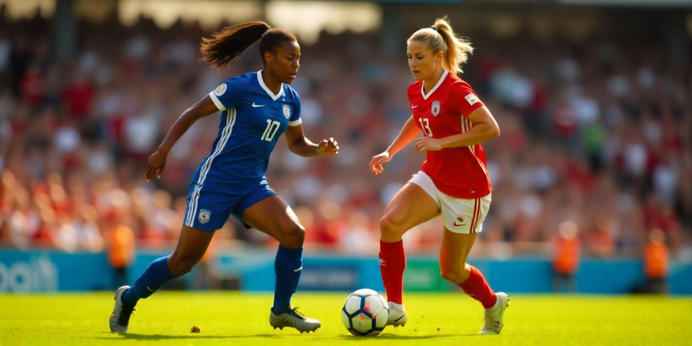 Des joueuses de foot durant un match féminin