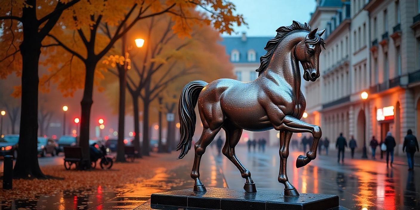 Zeus, le majestueux cheval métallique à l'hôtel de ville de Lyon