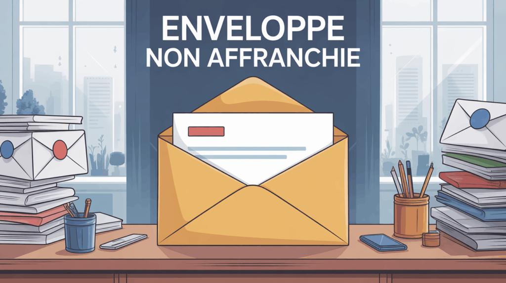 illustration enveloppe non affranchie sur bureau
