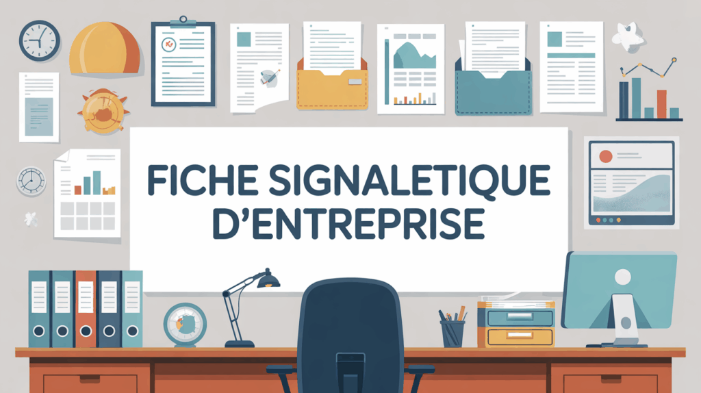 illustration stylisee fiche signaletique entreprise bureau