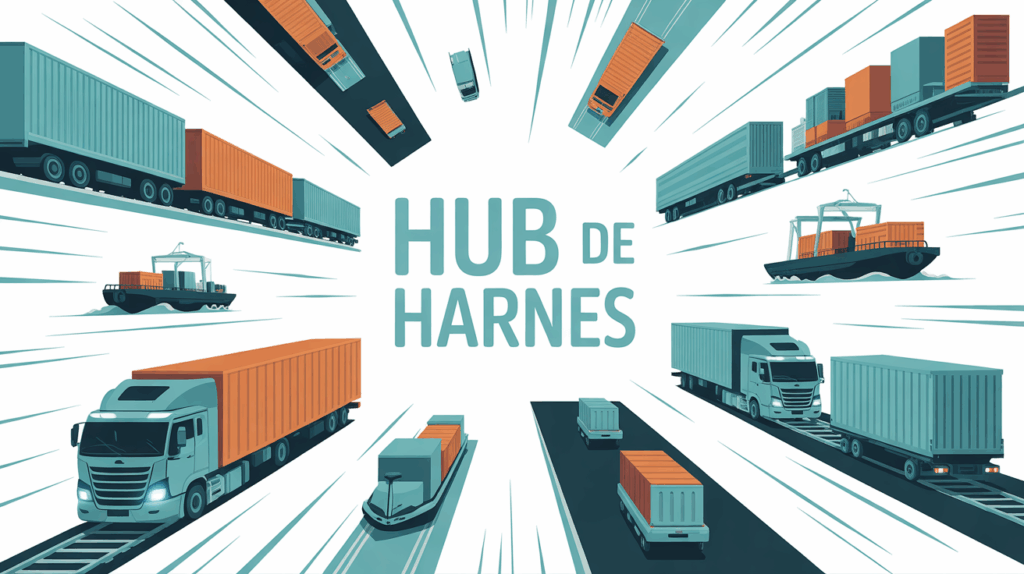 Illustration hub logistique Harnes, rapidité, durabilité