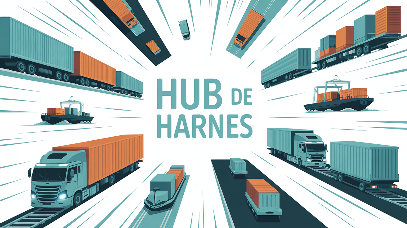 Illustration hub logistique Harnes, rapidité, durabilité