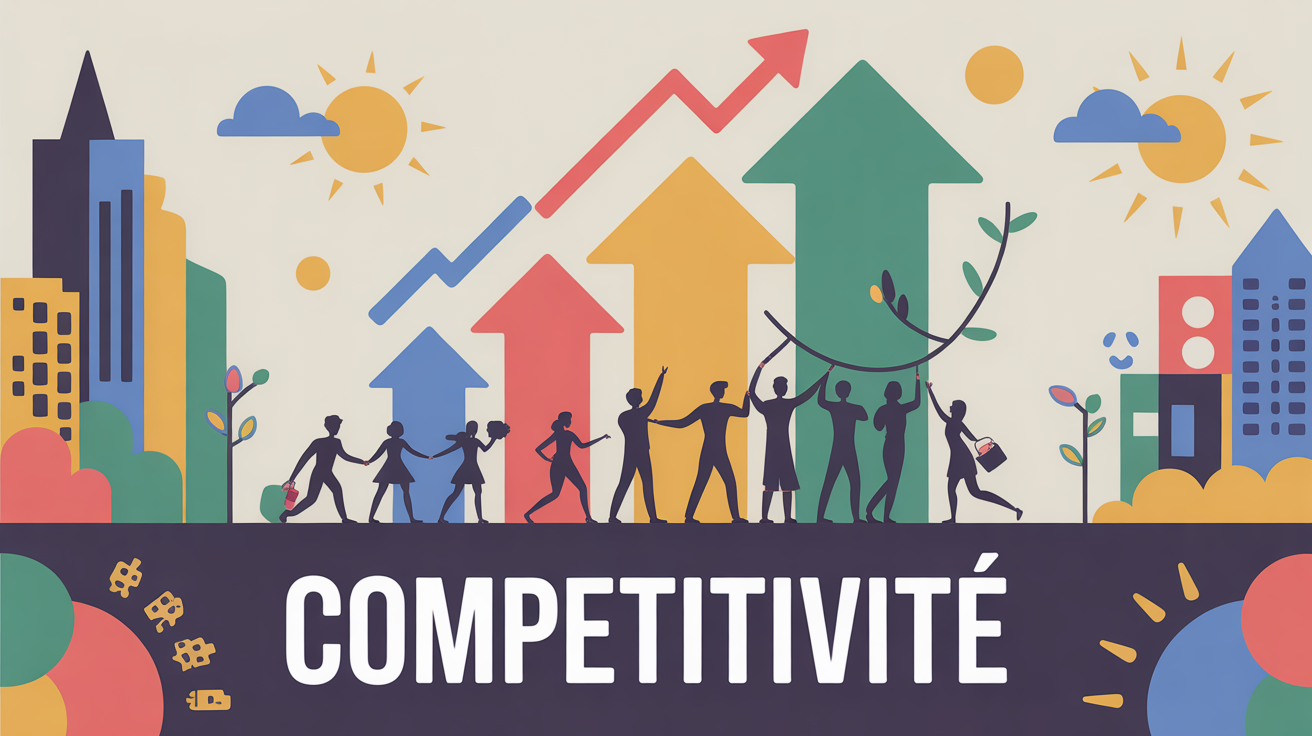 Ville dynamique silhouettes croissance texte Competitivite