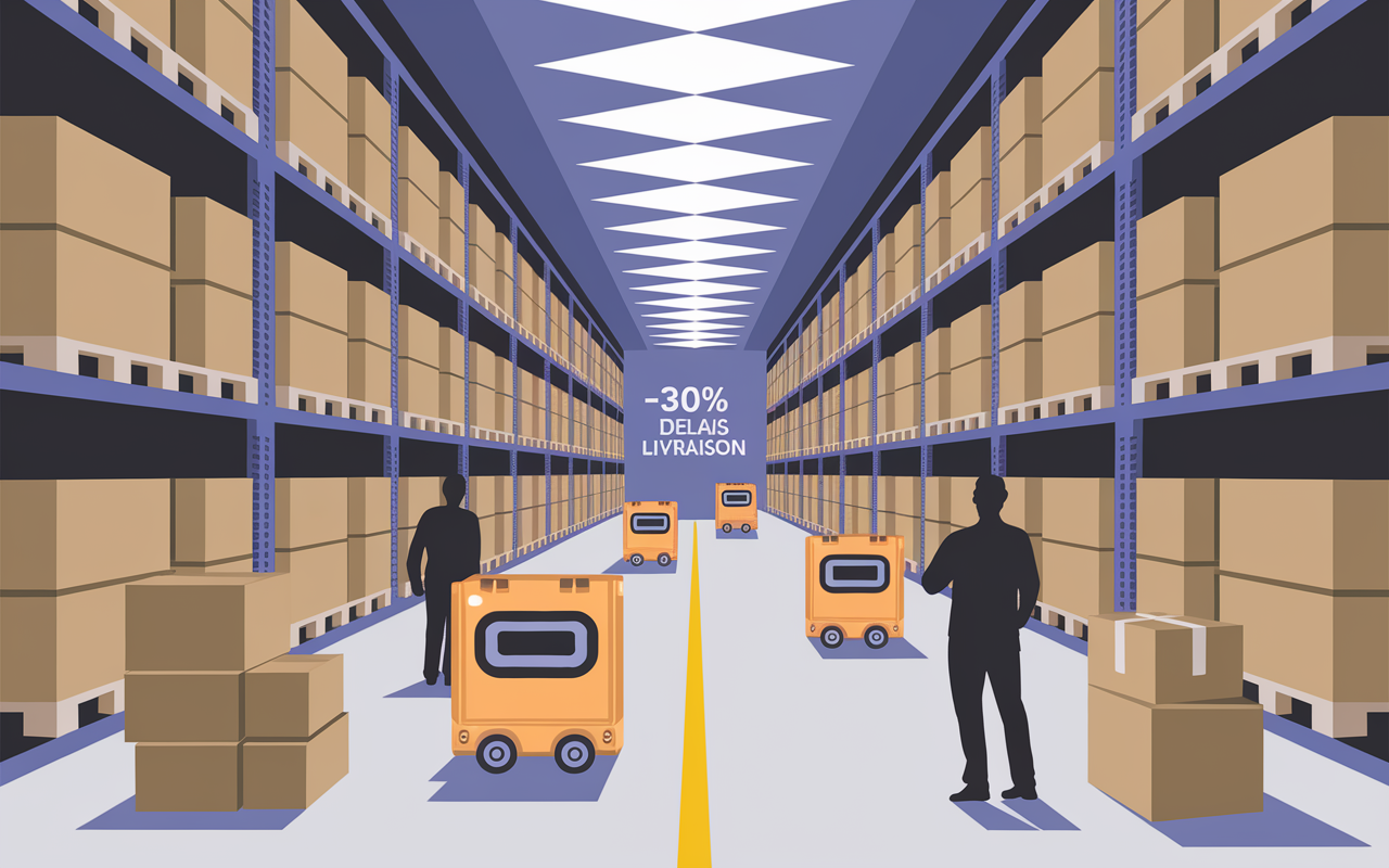 Entrepot central Lyon robots delais logistique reduits