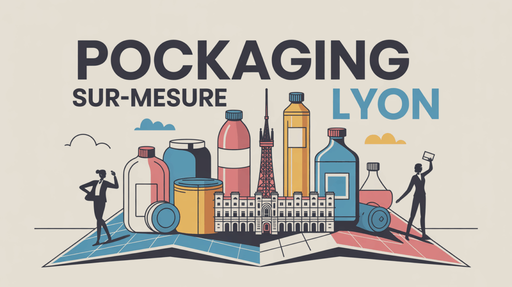 Packaging sur-mesure Lyon avec emballages variés sur carte stylisée