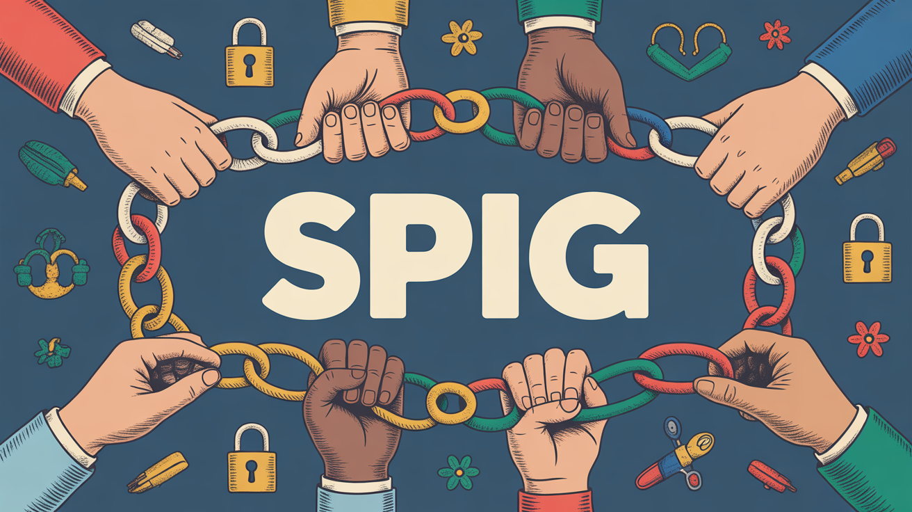 Illustration réseau mains sécurité ingénierie art SPIG