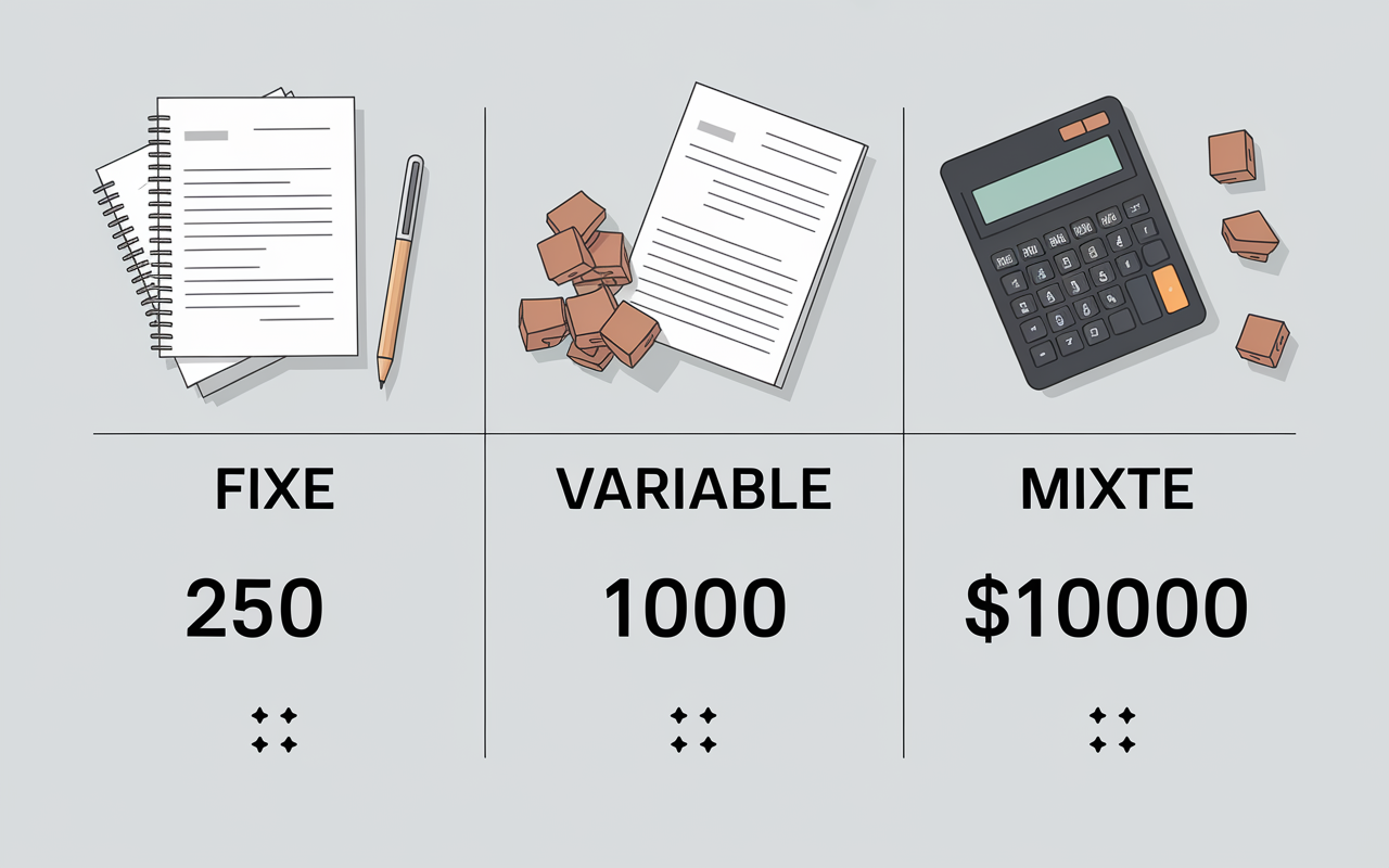 Tableau charges fixes variables mixte avec chiffres exemple Lyon