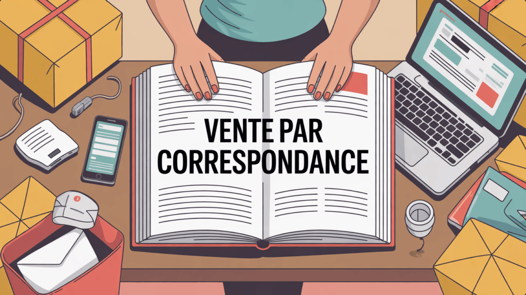 illustration vente par correspondance catalogue et colis ambiance chaleureuse