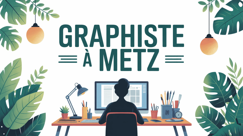 Graphiste a Metz travaillant sur ordinateur bureau moderne