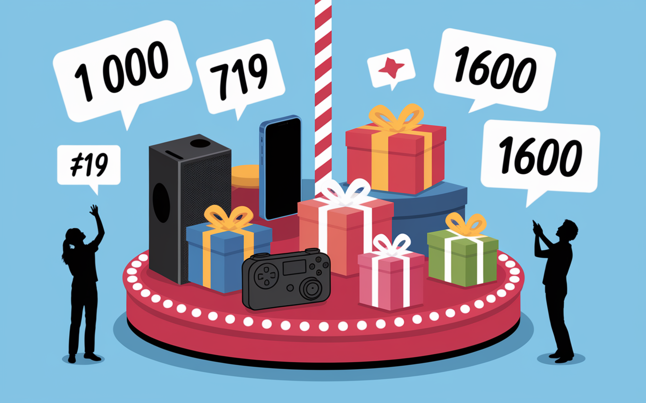 carrousel lots à gagner smartphone console cadeaux