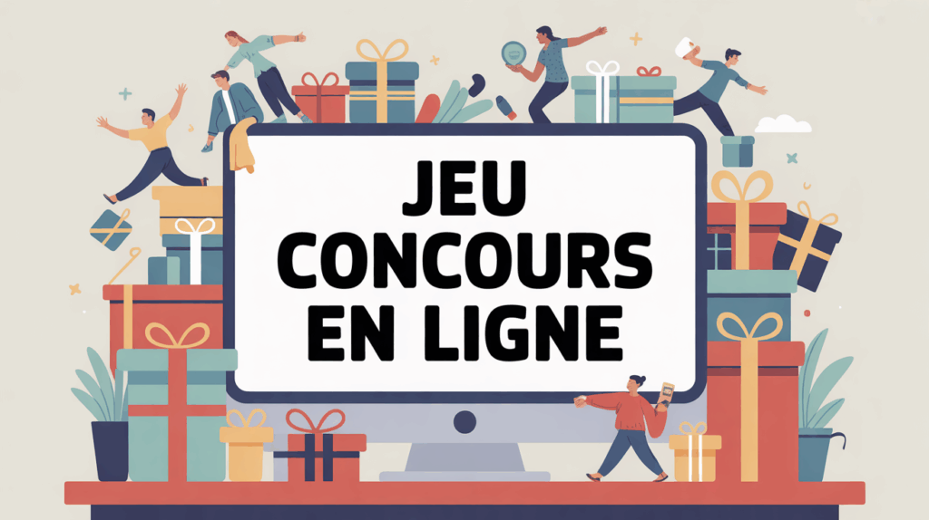 illustration jeu concours en ligne ecran ordinateur cadeaux