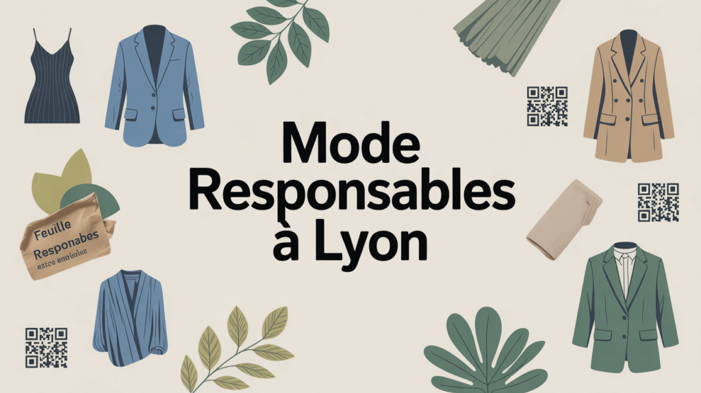 Illustration mode responsable Lyon silhouette urbaine vetements durables