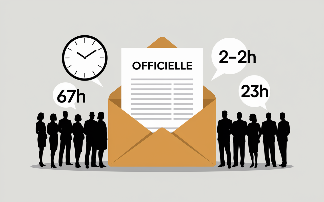 feuille note d information officielle avec horloge et chiffres horaires