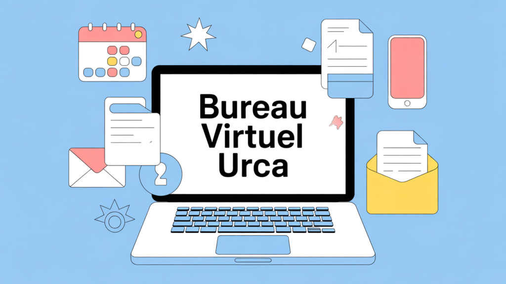Ordinateur portable bureau virtuel URCA avec icônes numériques