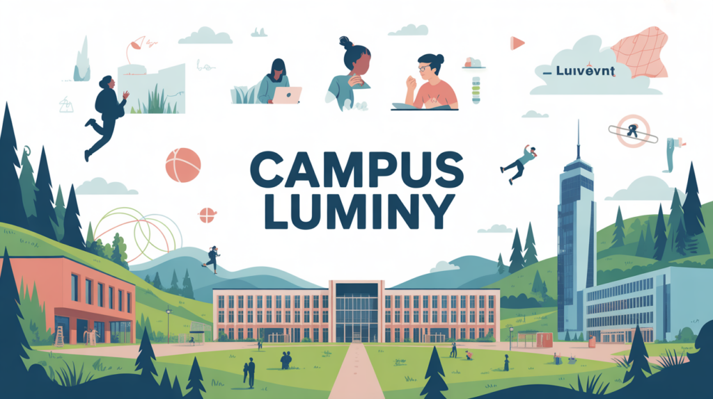 Vue stylisée du campus Luminy entre nature et innovation