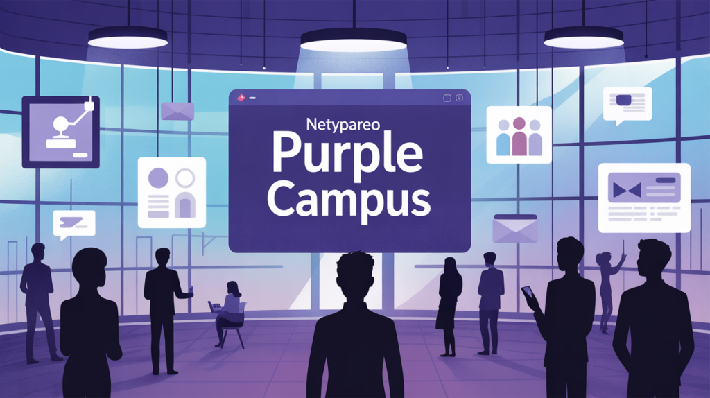 Espace digital NetYpareo Purple Campus, silhouettes étudiants, outils formation Occitanie