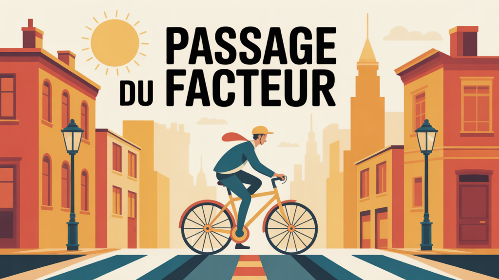 Facteur vélo jaune centre-ville Lyon passage
