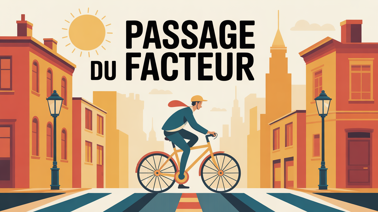 Facteur vélo jaune centre-ville Lyon passage