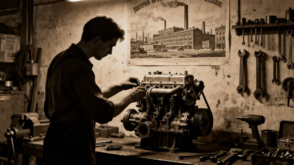 atelier ancien mecanicien assemble moteur lyon