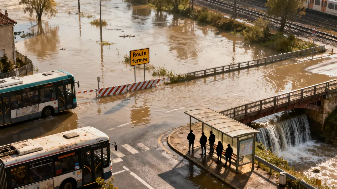 Routes inondées Rhône routes fermées transports arrêtés crise