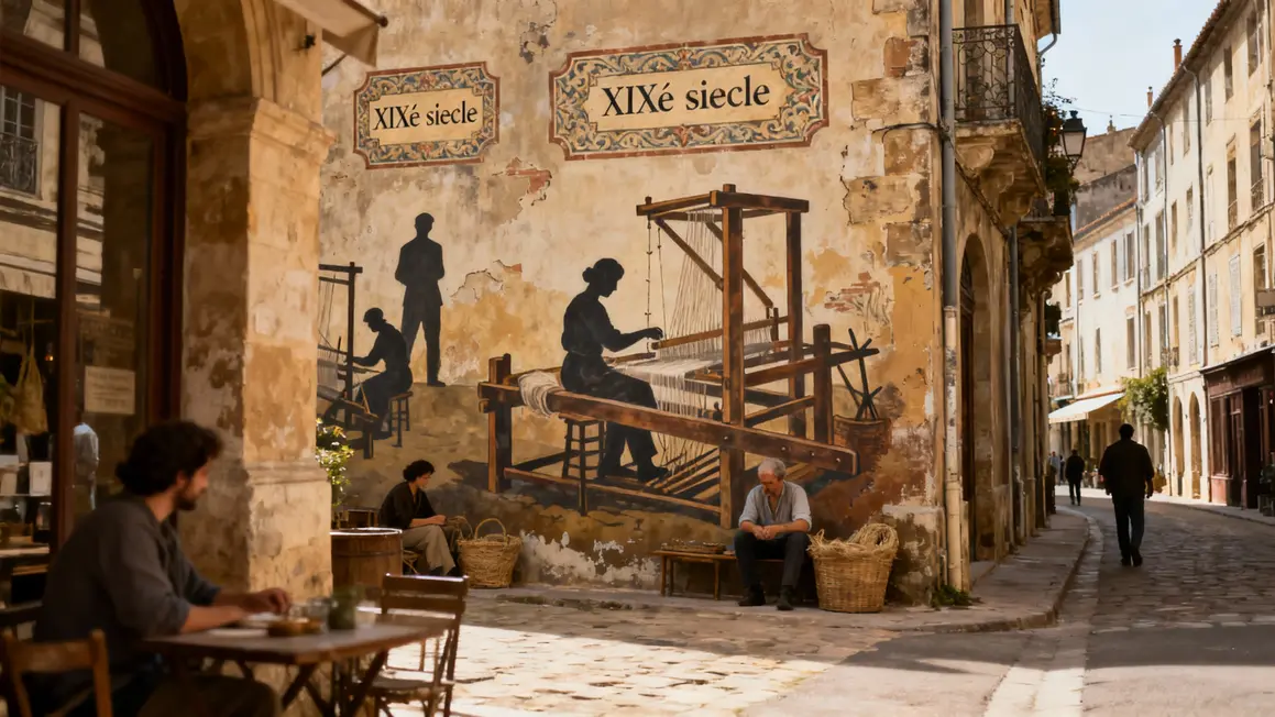 Fresque historique Canuts et métiers à tisser Lyon
