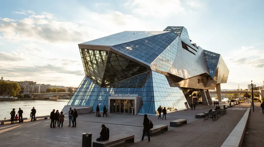 Musee des Confluences Lyon batiment moderne devant le fleuve