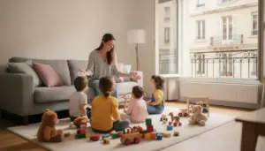 Assistante maternelle à Lyon accueillant enfants dans un appartement lumineux