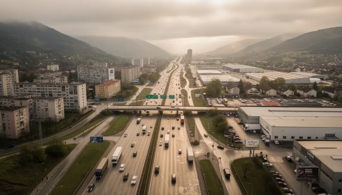 Vue aérienne autoroute A47 Lyon Saint-Étienne circulation débloquée