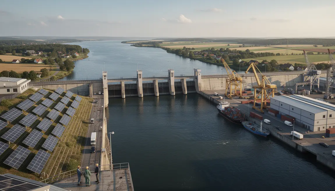 Vue du Rhône et barrages CNR énergie renouvelable à Lyon