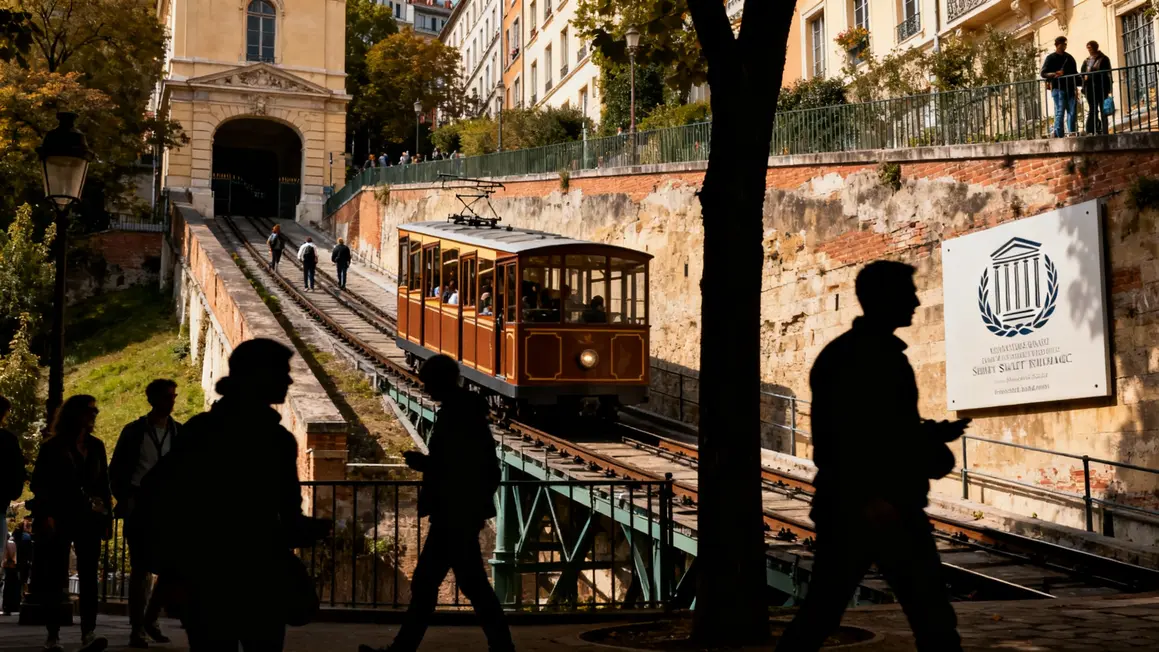 Funiculaire Lyon Saint Just devant vieux Lyon UNESCO