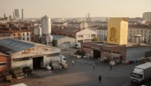 Vue panoramique Lyon entrepôts alimentaires Panzani