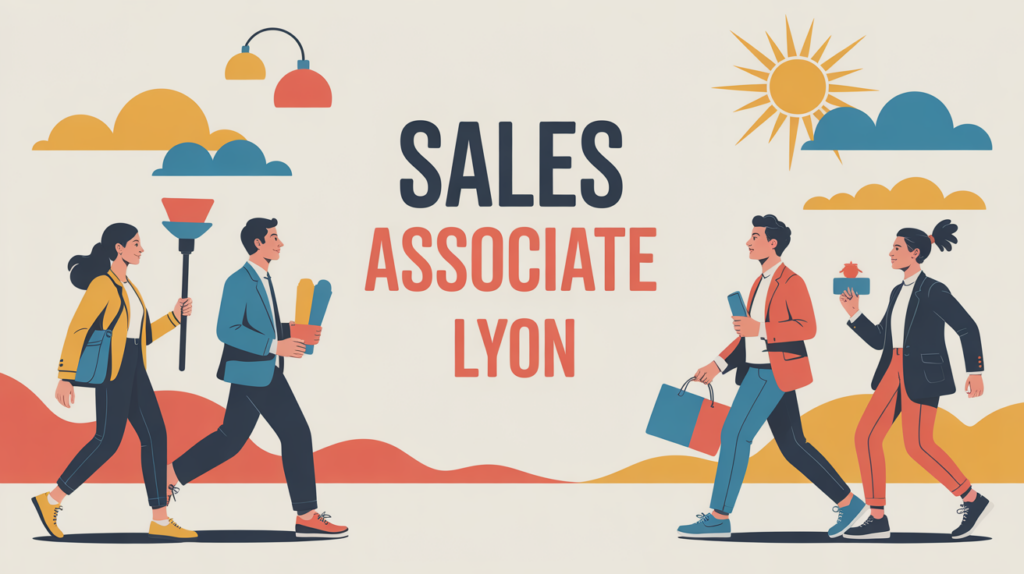sales associate job description Lyon illustration marché animé