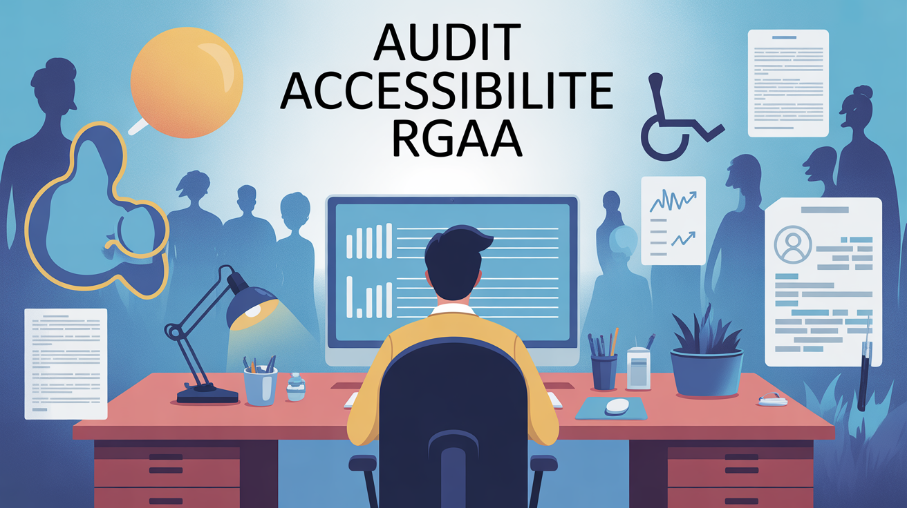 Bureau moderne, audit accessibilité RGAA, symboles universels