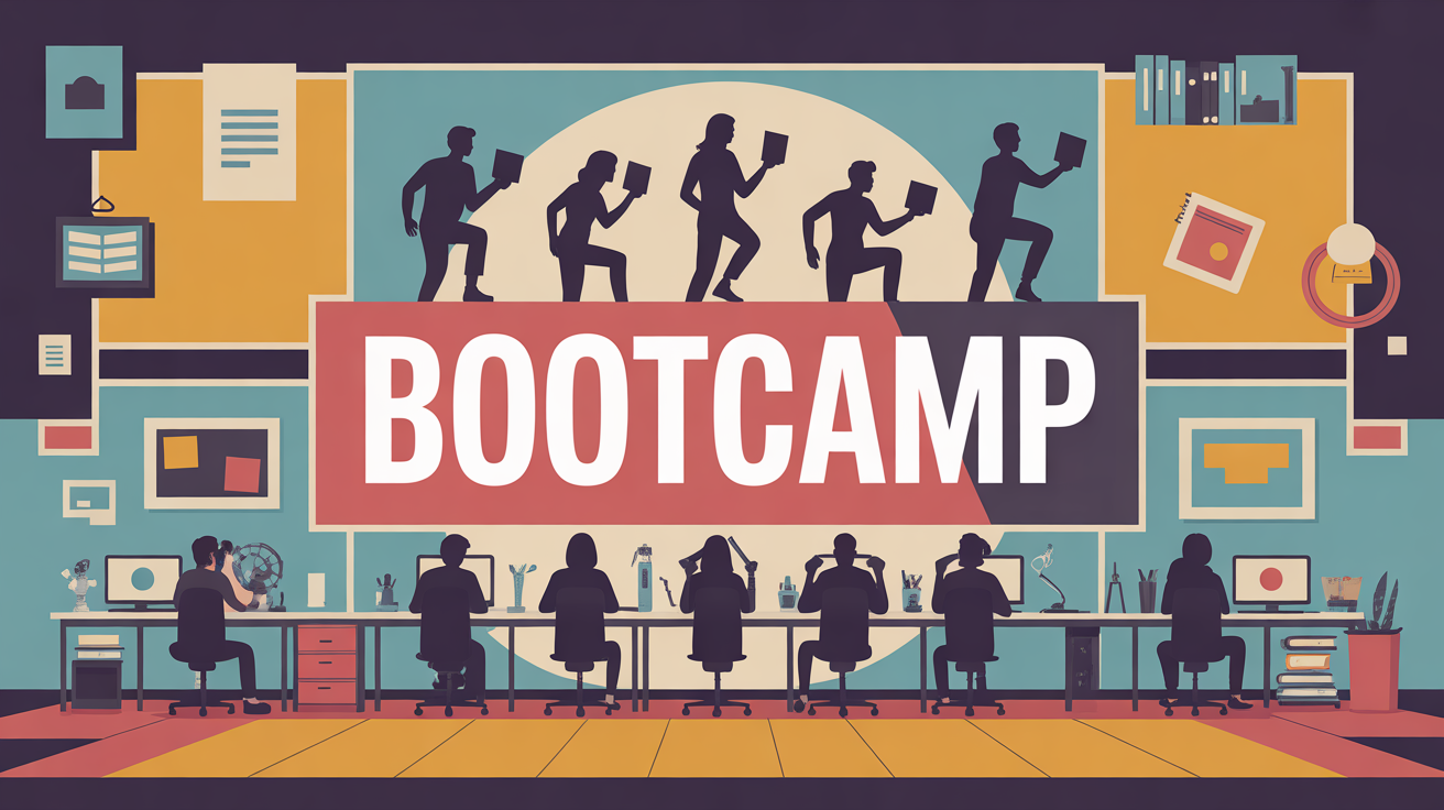 Bootcamp définition illustration silhouettes formation