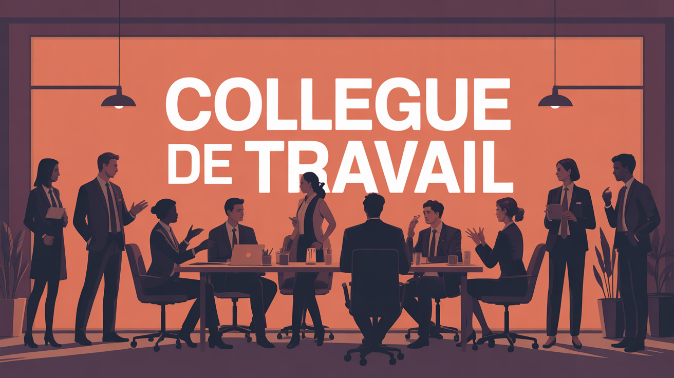 scène bureau silhouettes collègue de travail autour table