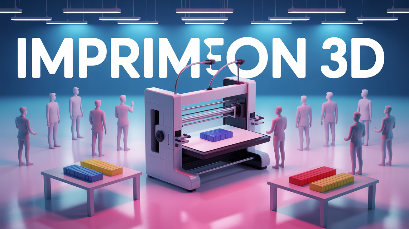 Espace formation en impression 3d avec imprimante et stagiaires