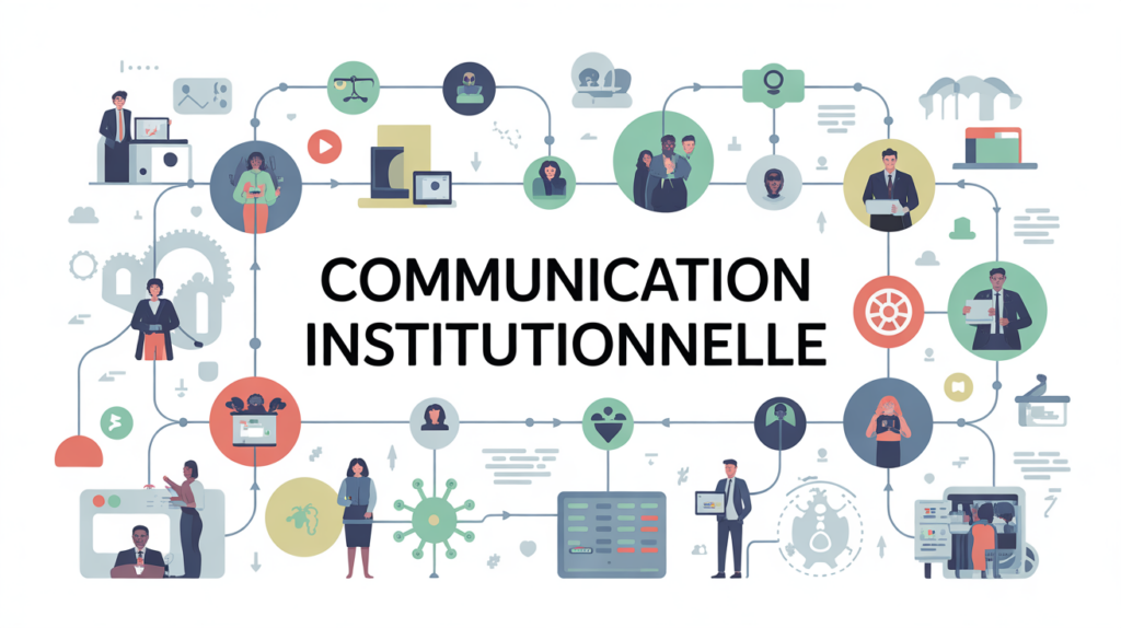 Fresque com institutionnelle silhouettes collaborant reseaux sociaux