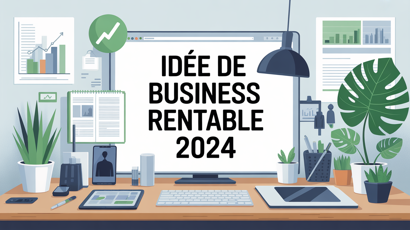 bureau digital avec texte idee de business 2024