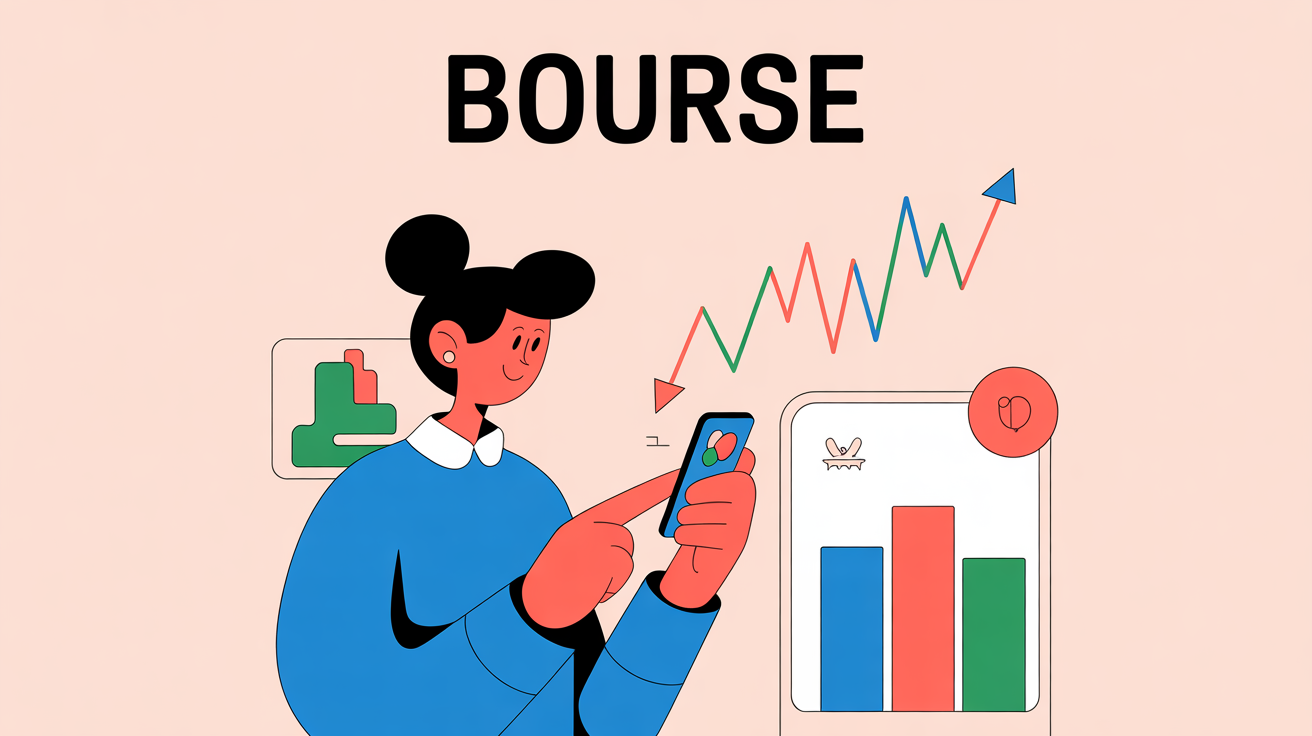 illustration investir en bourse petit budget smartphone graphique