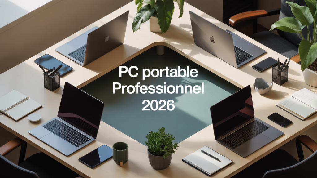 Ordinateur portable pour travailler sur bureau moderne en 2026