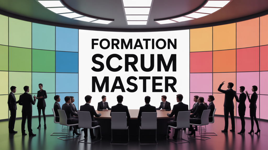 scrum master formation table ronde silhouettes modernes