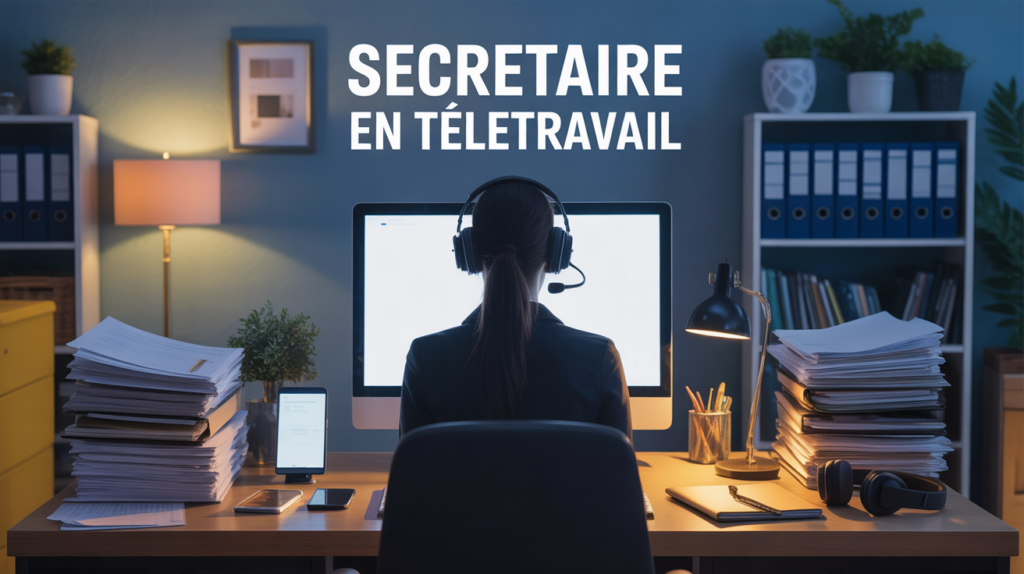 scène secrétaire télétravail bureau ordinateur