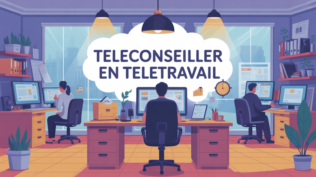 teleconseiller teletravail illustration bureau