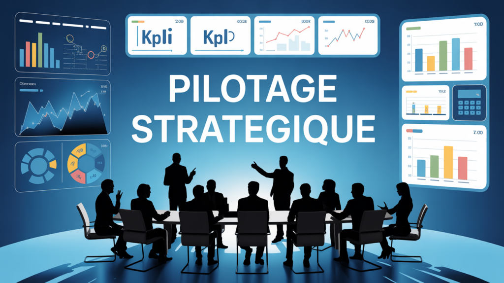 Managers pilotage stratégique autour table conference KPI