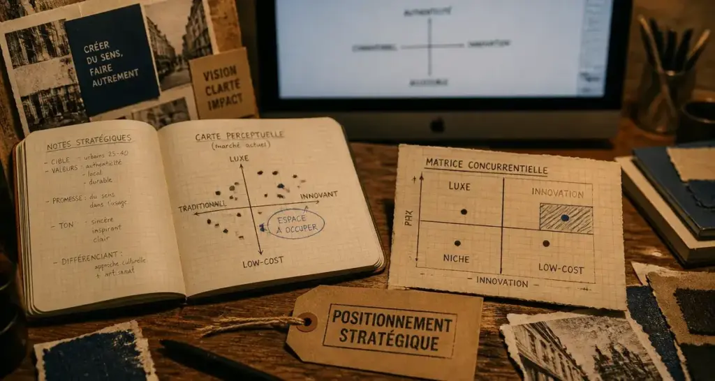 Positionnement d une entreprise : 3 piliers et méthode, carte concurrentielle et notes