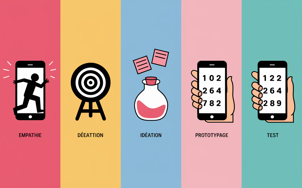 processus design thinking illustration etapes