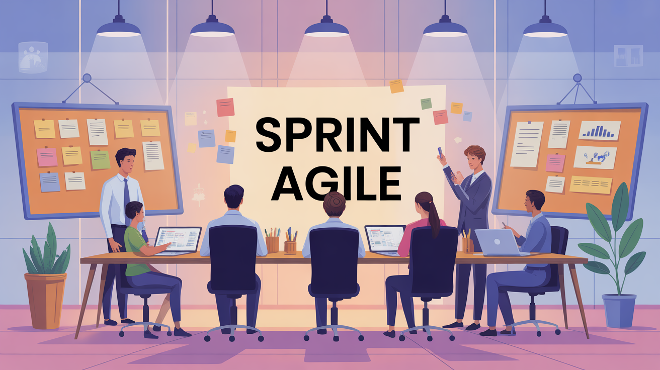 Sprint gestion de projet illustration equipe agile Kanban