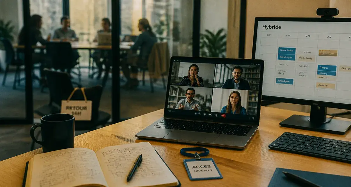 Télétravail hybride définition : planning et visio au bureau